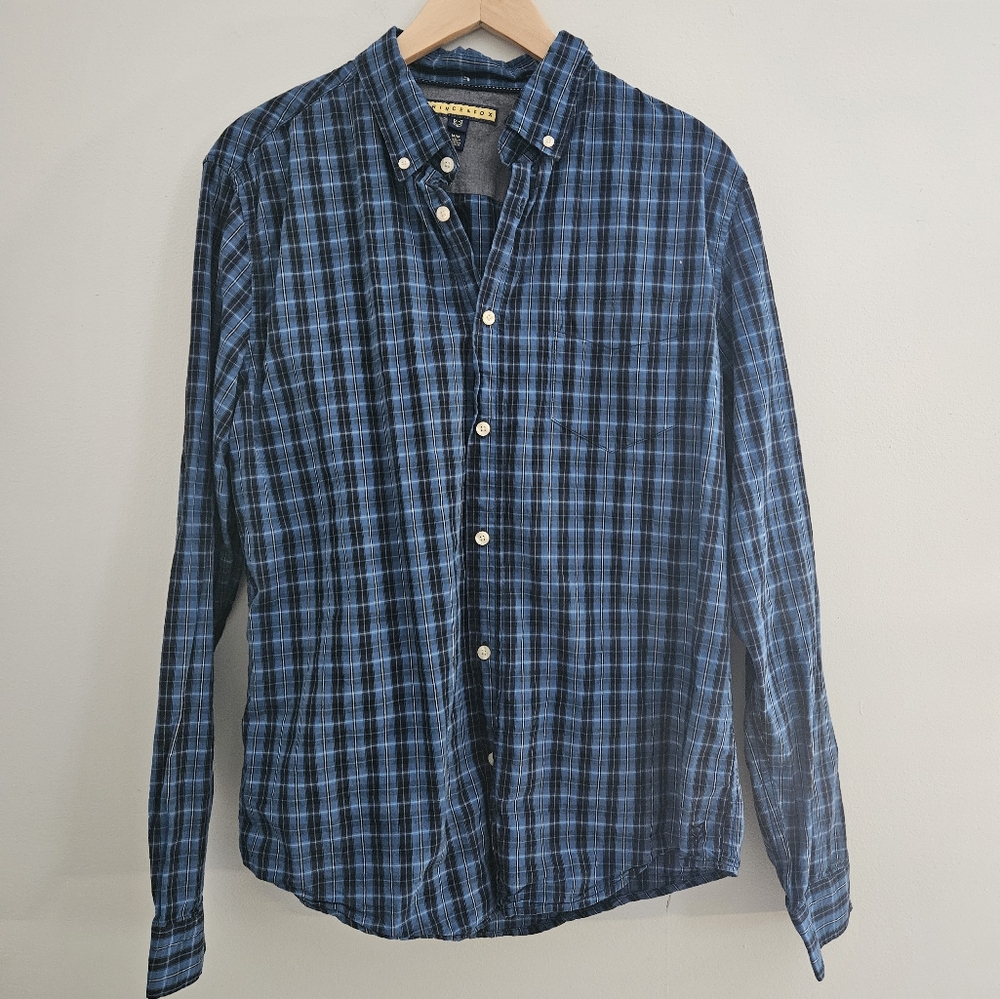 3/$20 Prince & Fox Blue Plaid Casual Button Down Shirt